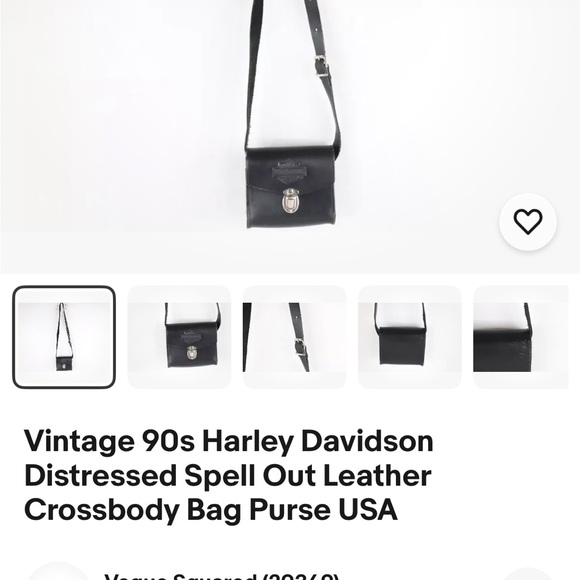 Vintage 90s Harley-Davidson Spell Out Leather Crossbody Bag Purse - Picture 9 of 10